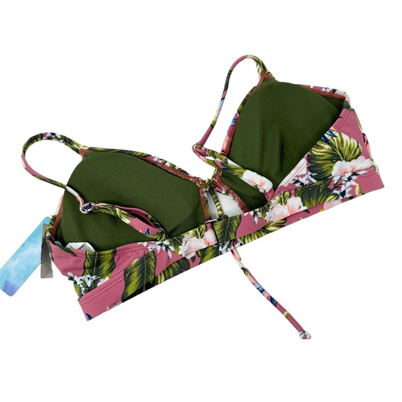 Beach Betty Miracle Brands Tropical Floral Swim Bikini Top Pink Size Large - Picture 2 of 4